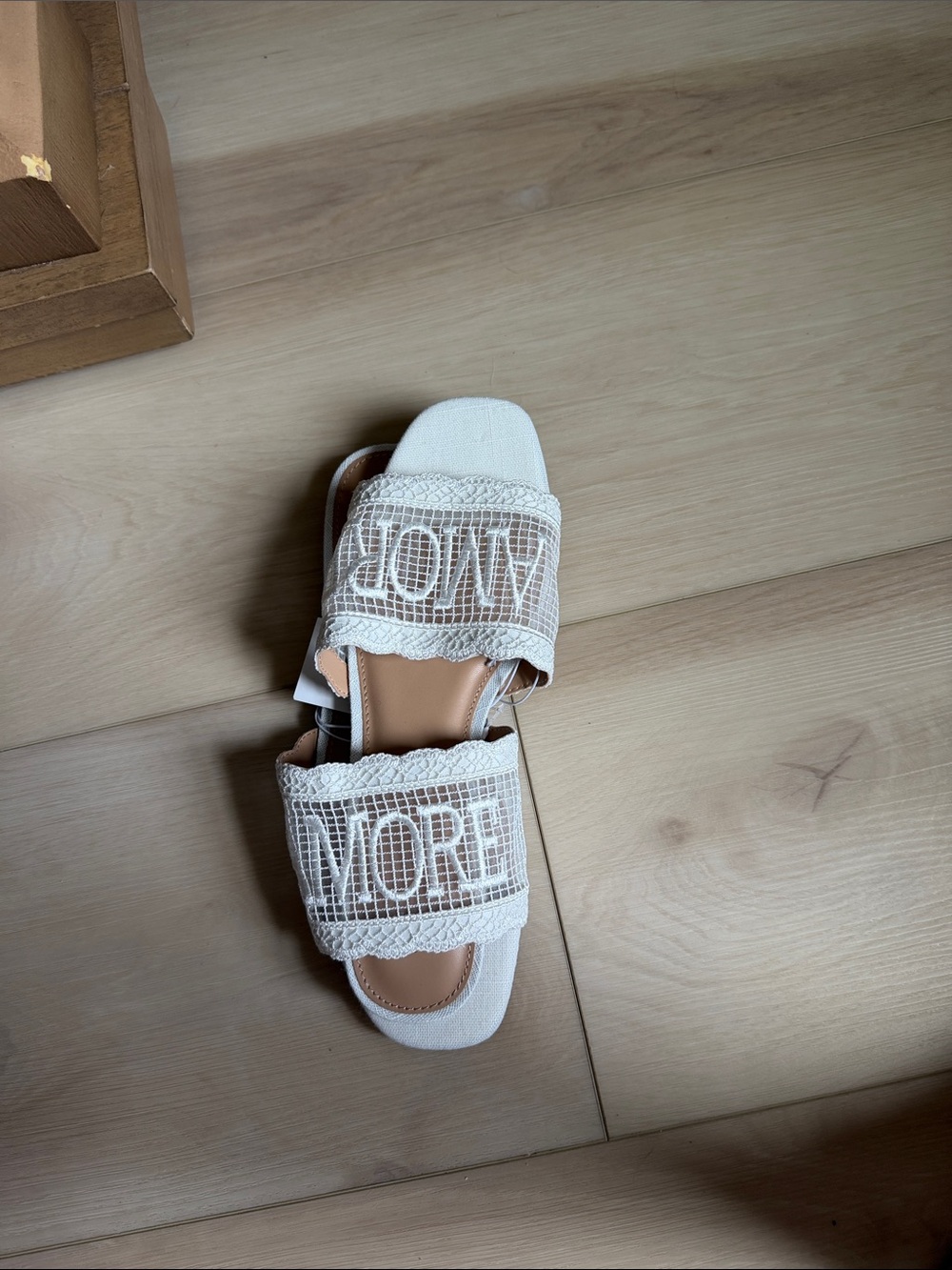 wild fable White Lace Overlay Double-Strap Slide Sandals